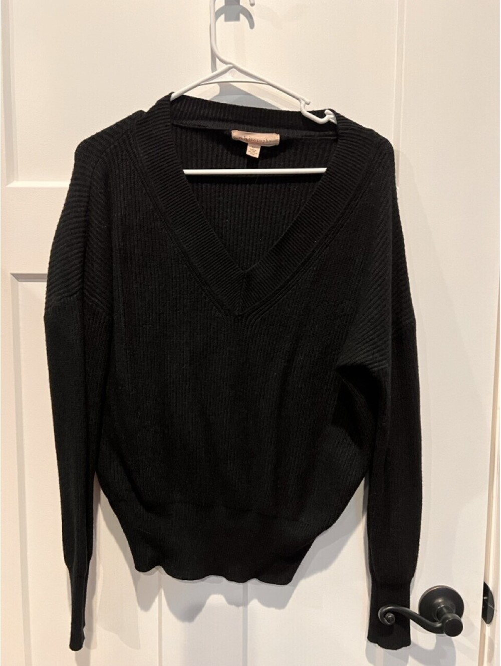 Philosophy Womens S Black Dolman Sleeve Knit Sweater Oversized Pullover